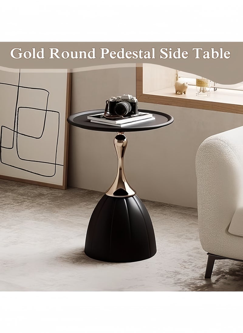 GGEROU Tray End Table, Nordic Lotus Coffee Table Living Room Sofa Side Table Bedroom Bedside Table Black  - Image 2
