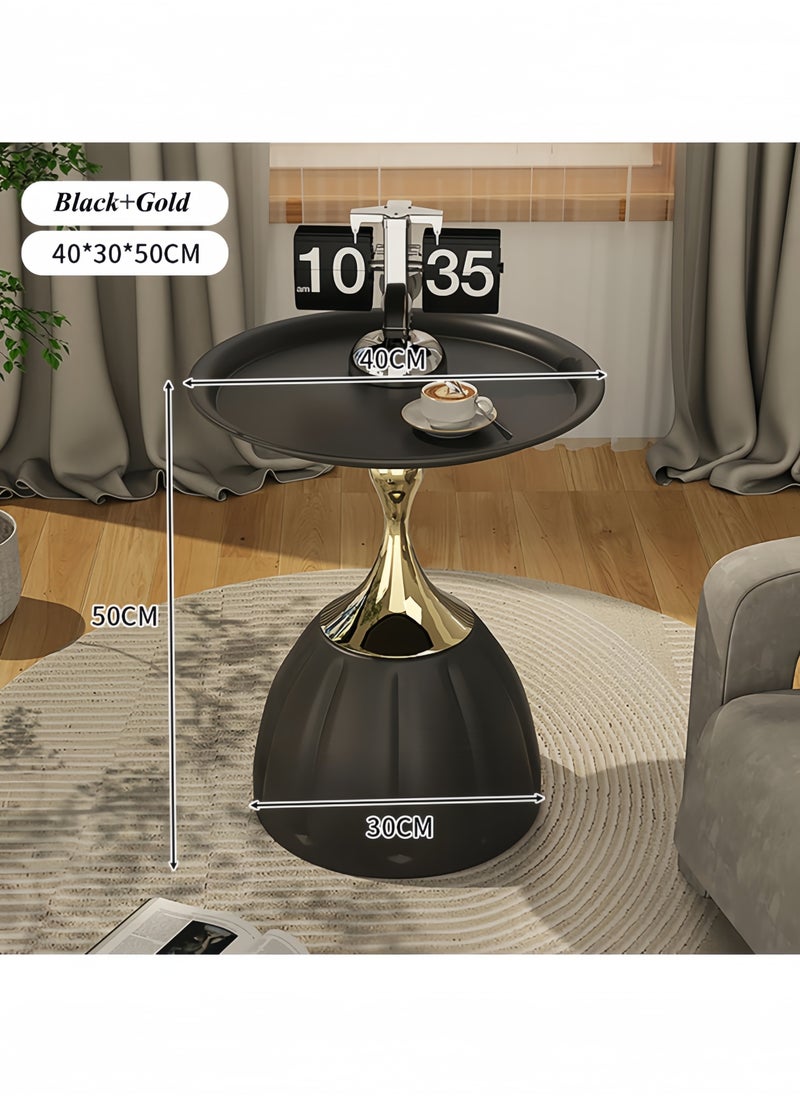 GGEROU Tray End Table, Nordic Lotus Coffee Table Living Room Sofa Side Table Bedroom Bedside Table Black  - Image 3