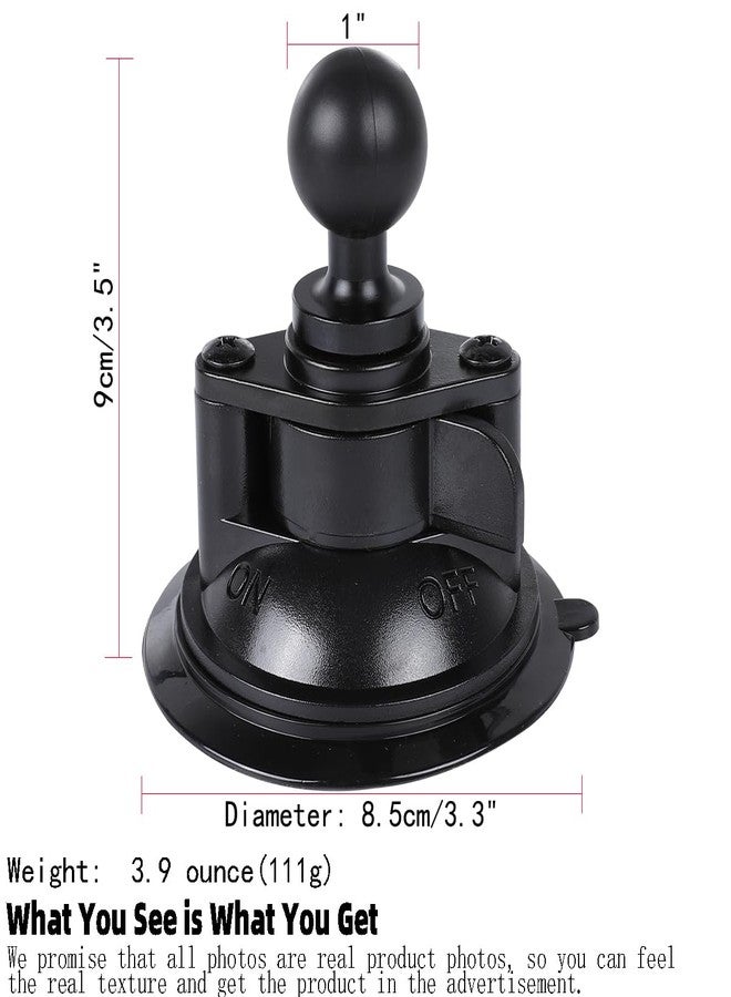 Leenconghui 1-inch Ball Head Suction Cup Base Mount, Compatible with RAM & GoPro Holders, B Size Double Ball Socket Arm, Black - Image 2