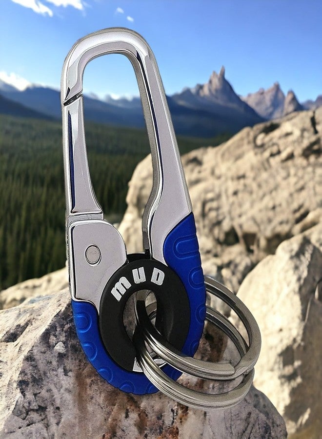 MUD Blue Double Ring Lock Hook Keychain for car Bike Man Boys - Image 1