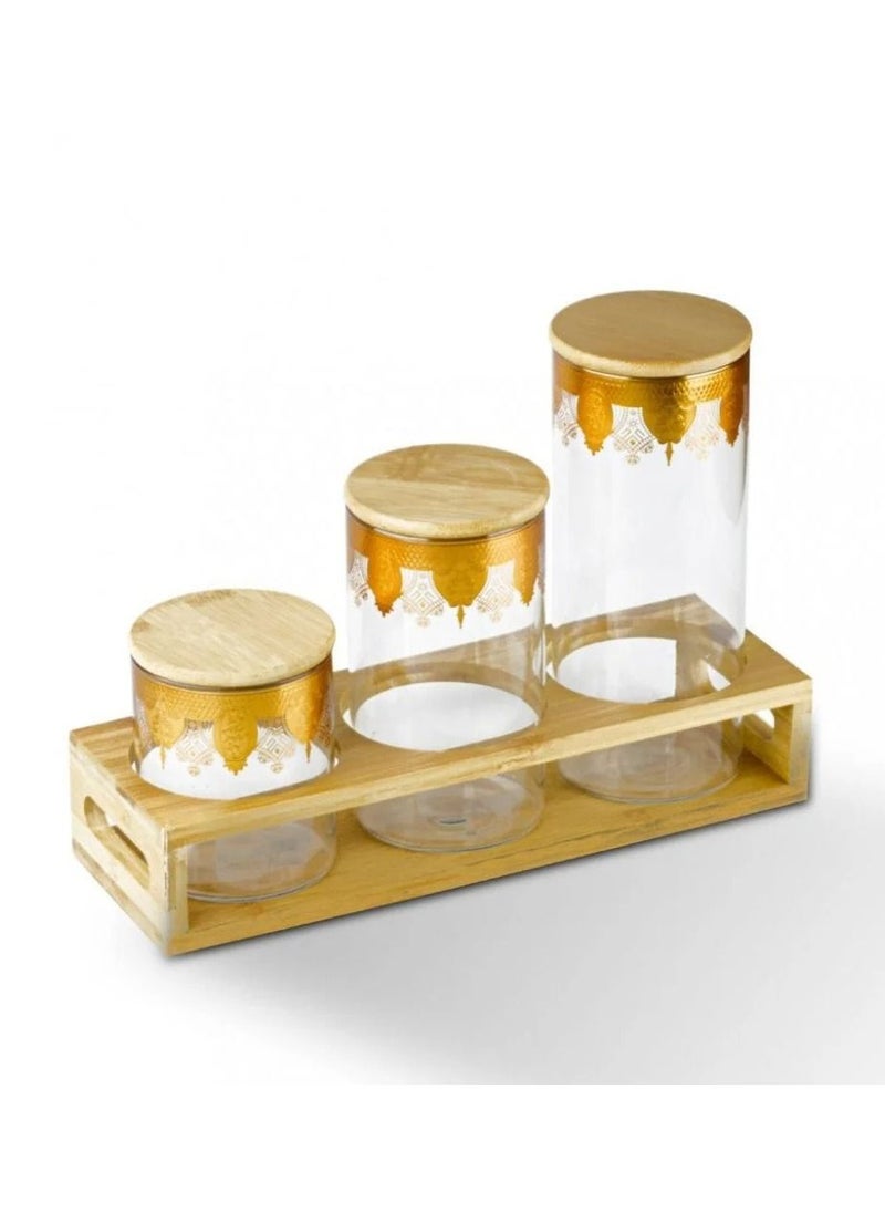 BASURRAH Spice Canister Set With Stand 3 Pieces 20-45124 