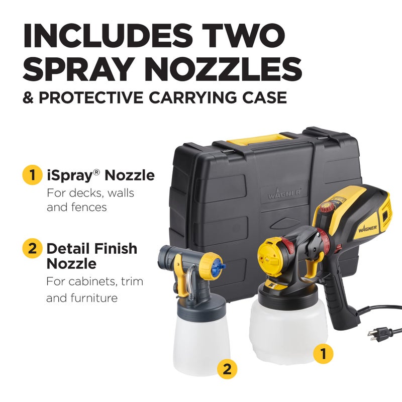 Wagner Spraytech 02419307 FLEXiO 595 Handheld HVLP Paint Sprayer, Sprays Most Unthinned Latex, Includes Two Nozzles - iSpray & Detail Finish Nozzle, Complete Adjustability, Lightweight Design - Image 3