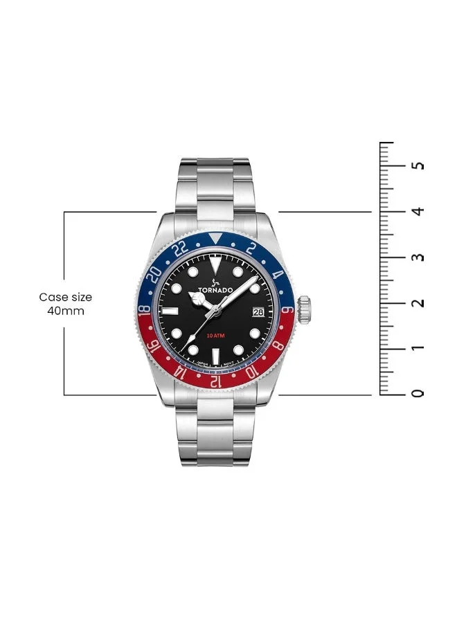 Tornado Black Men's Stainless Steel Analog Watch T24006-SBSB - 40 mm for Men | Best Price UAE