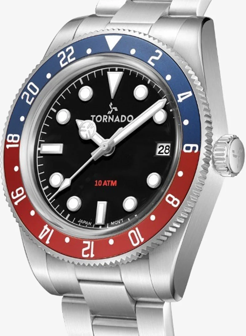 Tornado Black Men's Stainless Steel Analog Watch T24006-SBSB - 40 mm for Men | Best Price UAE