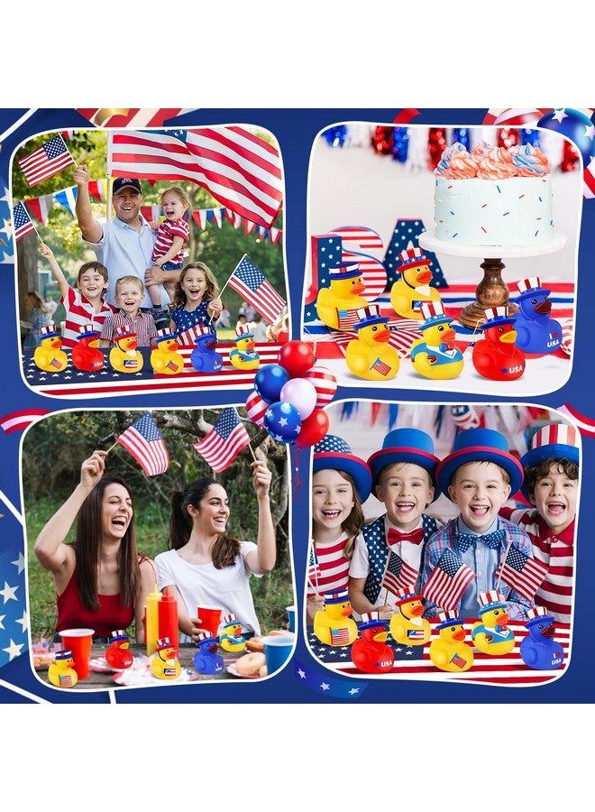 Ouryec 24 Pack Patriotic Rubber Ducks, 4th of July Rubber Ducks for Ducking Bulk, 4th of July Independence Day USA Memorial Day Party Favors, Baby Showers Bath Toys Gifts for Kids(24) - Image 3