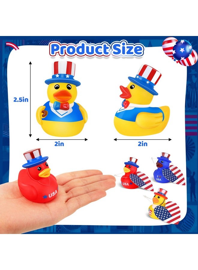 Ouryec 24 Pack Patriotic Rubber Ducks, 4th of July Rubber Ducks for Ducking Bulk, 4th of July Independence Day USA Memorial Day Party Favors, Baby Showers Bath Toys Gifts for Kids(24) - Image 2