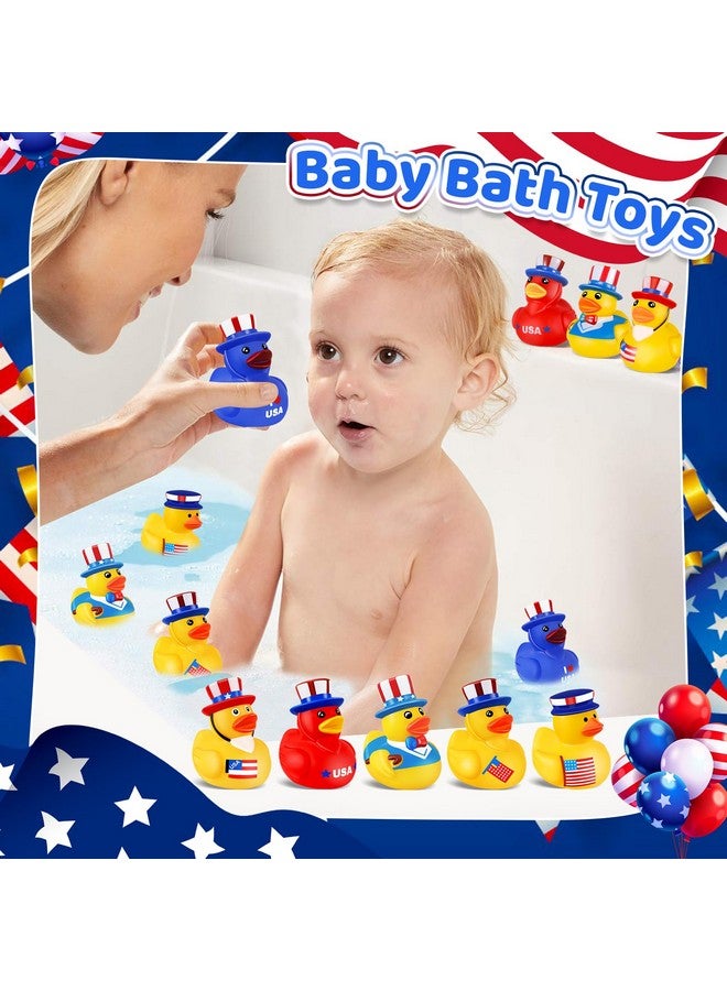 Ouryec 24 Pack Patriotic Rubber Ducks, 4th of July Rubber Ducks for Ducking Bulk, 4th of July Independence Day USA Memorial Day Party Favors, Baby Showers Bath Toys Gifts for Kids(24) - Image 4