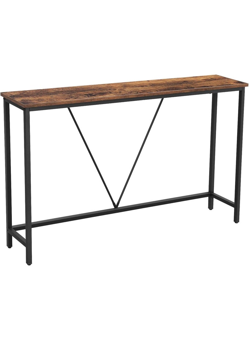 فاساجيل طاولة كونسول صناعية من Vasagle بلون بني فاتح وأسود، طاولة مدخل وممر ضيقة بإطار حديد قوي، مقاس 120×23×74 سم – طاولة ديكور للممر وغرفة المعيشة والنوم - Image 1