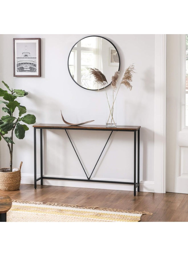 فاساجيل طاولة كونسول صناعية من Vasagle بلون بني فاتح وأسود، طاولة مدخل وممر ضيقة بإطار حديد قوي، مقاس 120×23×74 سم – طاولة ديكور للممر وغرفة المعيشة والنوم - Image 4