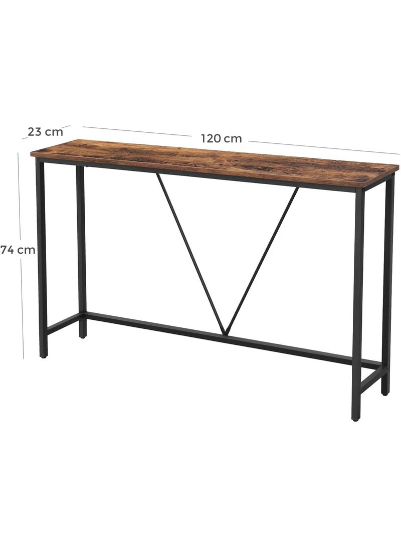 فاساجيل طاولة كونسول صناعية من Vasagle بلون بني فاتح وأسود، طاولة مدخل وممر ضيقة بإطار حديد قوي، مقاس 120×23×74 سم – طاولة ديكور للممر وغرفة المعيشة والنوم - Image 3