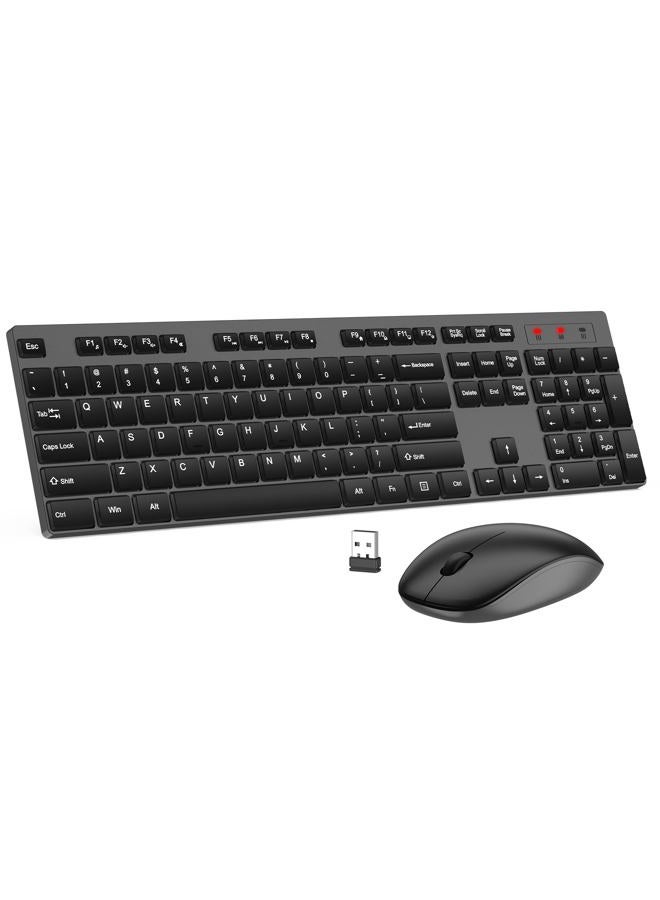 EDJO Wireless Keyboard and Mouse Combo, EDJO Silent Full Size Cordless USB Keyboard Mouse, 2.4GHz Lag-Free, Long Battery Life, for Computer, Laptop, PC, Chromebook, Windows (Grey, 1 Pack) - Image 1