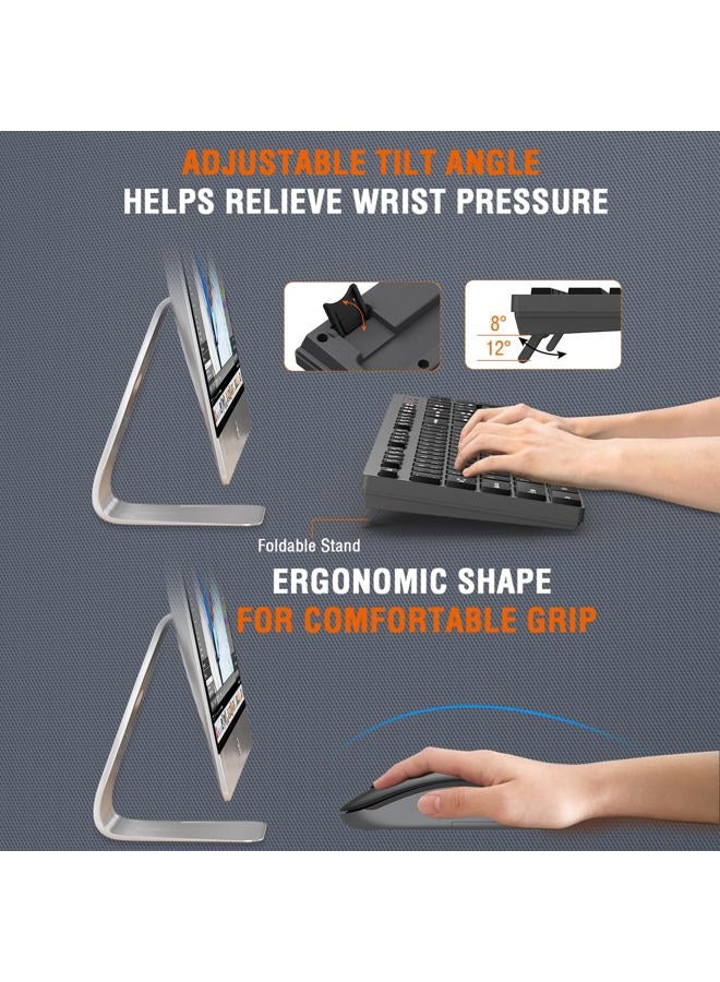 EDJO Wireless Keyboard and Mouse Combo, EDJO Silent Full Size Cordless USB Keyboard Mouse, 2.4GHz Lag-Free, Long Battery Life, for Computer, Laptop, PC, Chromebook, Windows (Grey, 1 Pack) - Image 5