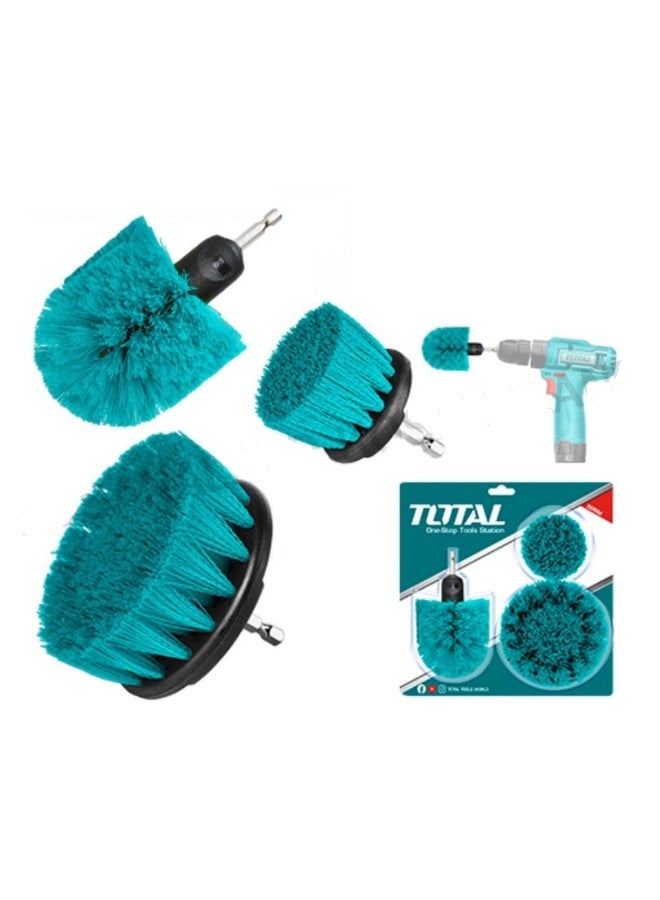 TOTAL 3 Pcs Medium bristle brush set with hex Shank 1/4 "