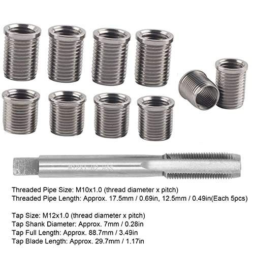 Camrusic مجموعة إصلاح خيوط شمعات الإشعال من كامروسك، M10x1.0 برغي، M12x1.0 لولب من الفولاذ المقاوم للصدأ لمجموعة إصلاح محركات السيارات - Image 2