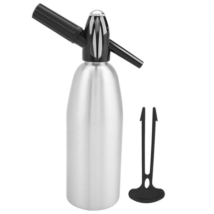 SODA BOTTLE FASHIONABLE ATTRACTIVE ALLOY SODA SYPHON BOTTLE SELTZER PORTABLE SIPHON CARBONATED SELTZER WATER MAKER WITH PRESSURE REGULATOR FOR MOJITOS COCKTAILS JUICE DRINKSSILVER SODAMAKER