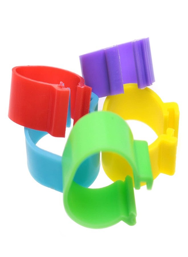 Mutai 16mm Chicken Identification Band 50PCS 16mm 5Color Plastic Poultry Chickens Ducks Leg Rings Clip-On Round Tags Poultry Identification Bands - Image 1