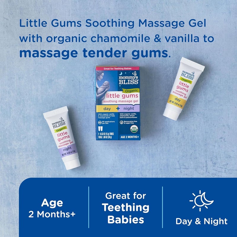 mommys BLISS جل تدليك موميز بليس العضوي لثة الأطفال - مجموعة نهارية وليلية رائعة للأطفال في مرحلة التسنين بعمر 2 شهر خالي من السكر بنكهة حلوة خفيفة 2 053 أونصة عبوات 1 - Image 2