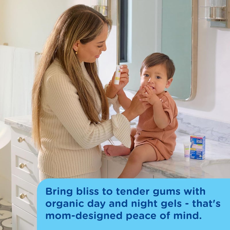 mommys BLISS جل تدليك موميز بليس العضوي لثة الأطفال - مجموعة نهارية وليلية رائعة للأطفال في مرحلة التسنين بعمر 2 شهر خالي من السكر بنكهة حلوة خفيفة 2 053 أونصة عبوات 1 - Image 4