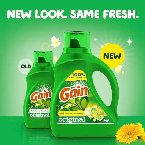Gain Liquid Laundry Detergent, Original Scent, 65 fl oz x 2, 45 x 2 loads, Freshness + Odor Fighting, High efficiency washing machine iquid cleaning soap - Image 2