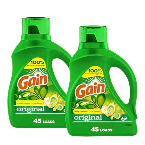 Gain Liquid Laundry Detergent, Original Scent, 65 fl oz x 2, 45 x 2 loads, Freshness + Odor Fighting, High efficiency washing machine iquid cleaning soap - Image 1