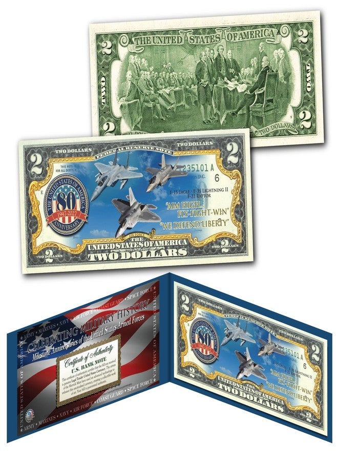 Merrick Mint AIR FORCE 80th ANNIVERSARY Milestones of The U.S. Armed Forces Genuine U.S. $2 Bill - Image 3