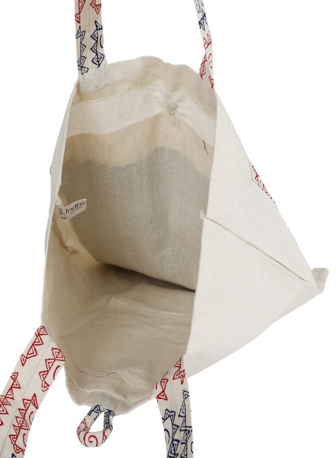 INDHA Multi color Fish Embroidered And Block Printed Multipurpose Tote Bag - Image 5