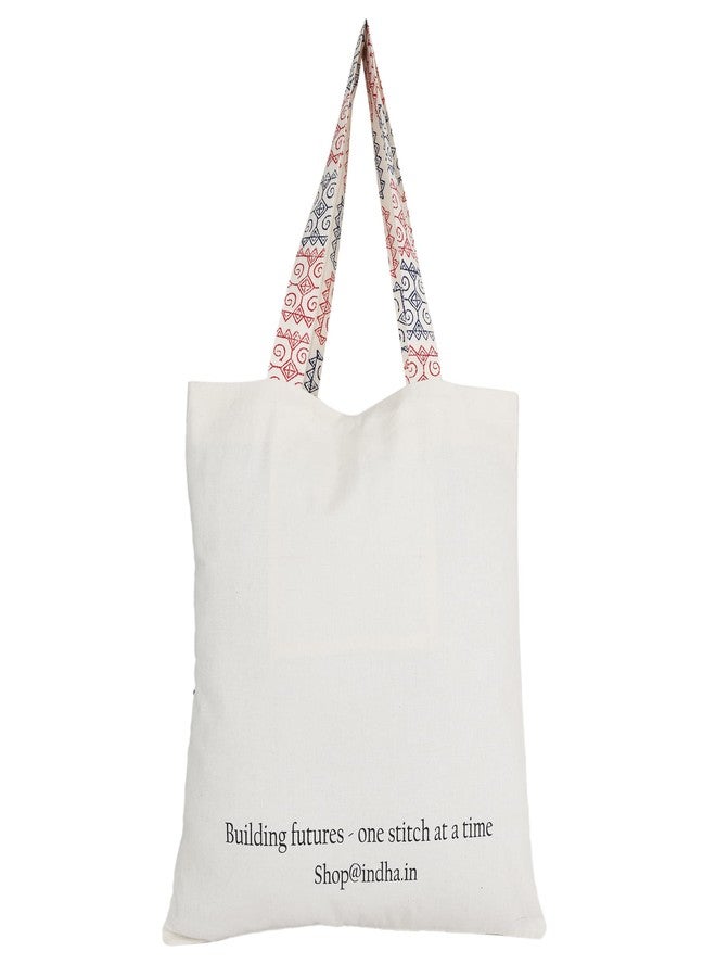 INDHA Multi color Fish Embroidered And Block Printed Multipurpose Tote Bag - Image 4