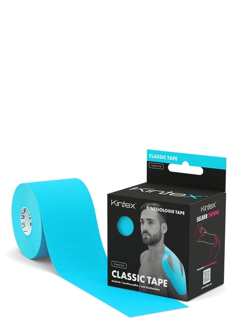 Kintex Kinesiology Tape Classic 5 cm x 5 m, Physio Tape, Therapy Tape, Elastic, Waterproof, Skin-Friendly - Blue