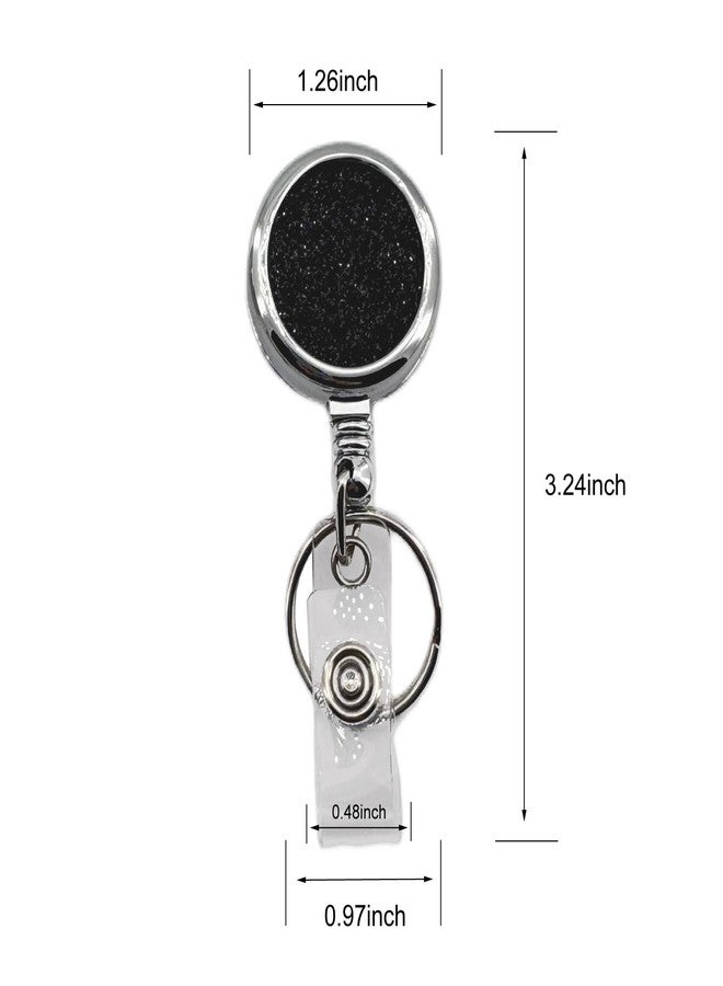 YEMCHI 2 Pack Metal Duty Retractable Badge Holder Reel, Bling Id Card Holders with Clip Key Ring Backing Belt Clip for Teacher Nurse Student Office (1 Black & 1 White) - Image 3