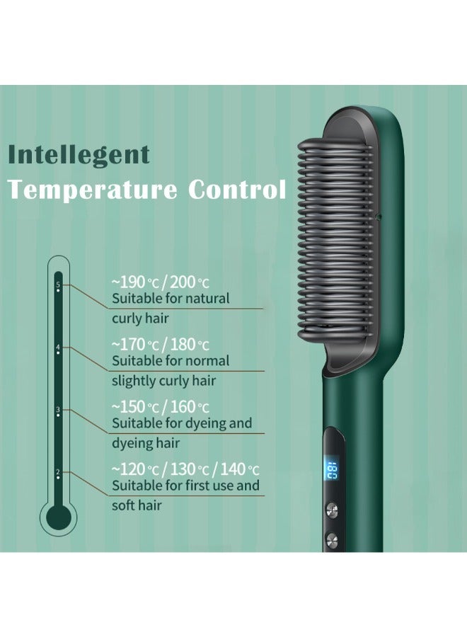 K.SKIN KSKIN Fast Heating Hair Straightener Brush - Digital Display Comb for Women with 9 Temp Settings, Anti Scald Ceramic Hair Straightener for Thick Hair, 30 Minutes Auto-Off,Green - Image 2
