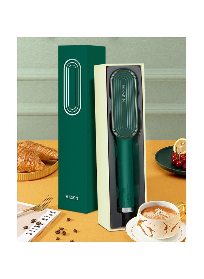 K.SKIN KSKIN Fast Heating Hair Straightener Brush - Digital Display Comb for Women with 9 Temp Settings, Anti Scald Ceramic Hair Straightener for Thick Hair, 30 Minutes Auto-Off,Green - Image 4