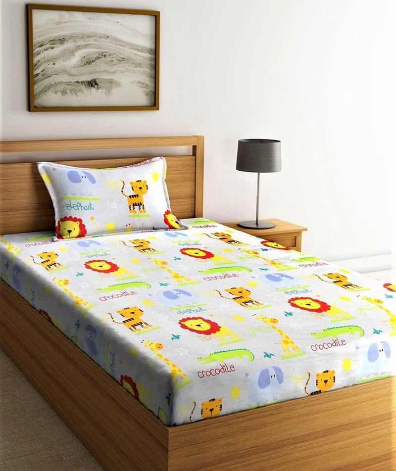 Bezzilish Home Bezzilish Home Digital Print Combo Pack of 3 Single Bed Sheet 3 Bed Sheet and 3 Pillow Cover Special for Kids Room Pack of 3 Multicolor_09  - Image 2