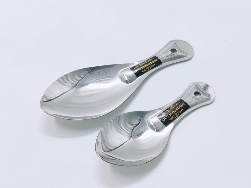Dev Industries Stainless Steel Plain Spoon for Idli ((5cm*14cm) & (6cm*17cm) - Pack of 2) - Image 1