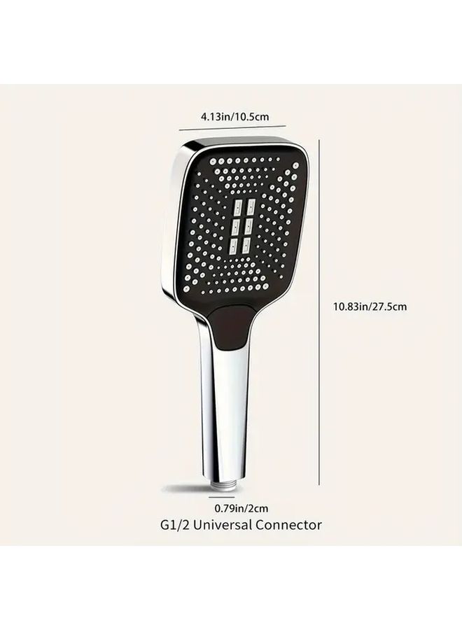 Large Area Silvery Shower Head with 3 Adjustable High Pressure Water Saving Modes - Image 4
