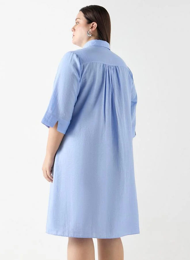 Ulla Popken Plus Size Ulla Popken Shirt Dress with Pocket