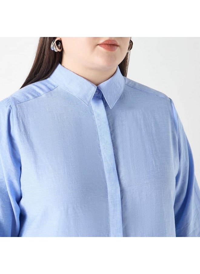 Ulla Popken Plus Size Ulla Popken Solid Shirt Dress with Pocket  - Image 4
