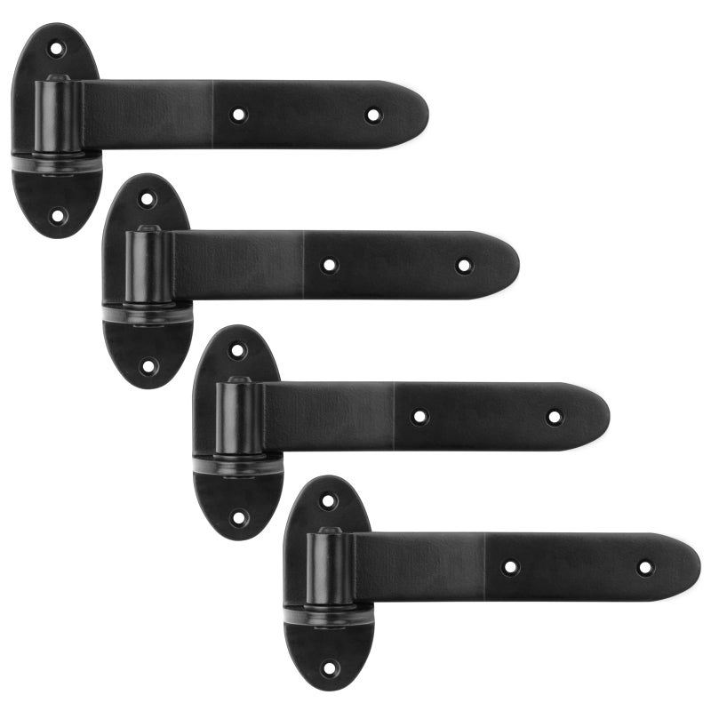 Mountain_Ark 4 Pack 8-3/8"" Black T Strap Gate Hinge  Heavy Duty Cranked Band Lift Off Hinge For Fence Shed Barn  3/16"" Thick - Image 4
