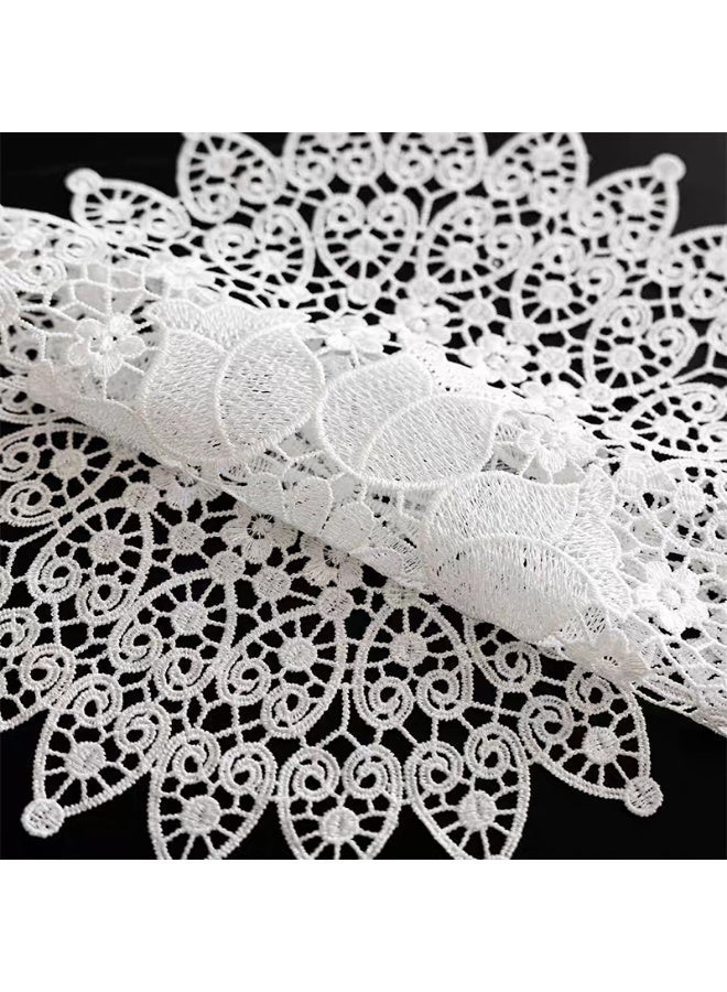 Retro Tulip Lace Placemats, Delicate Embroidered Vase Mat， Handmade Embroidered Table Mats, Elegant Dining Accessories, 17.7x11.4 Inch 1 pcs White - Image 4