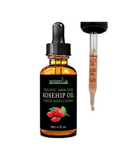 Greenive GreenIVe Rosehip Oil Rosa Canina 100% Pure Cold Pressed Virgin Oil Hair and Skin and DIY products (4oz dropper)  - Image 1