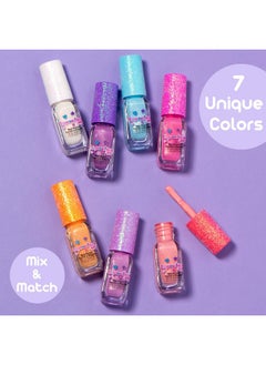 Expressions 7Pc Shimmer Nail Polish Set Glitter Cap Shimmering Nail Polish Set For Girls & Teens Safe And Nontoxic Nail Polish Kit For Kids  - Image 4