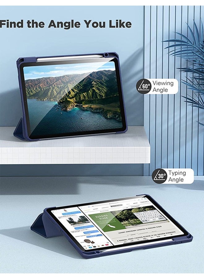 حافظة لجهاز iPad (A16) 11 بوصة 2025/iPad 10 10.9 بوصة 2022، غطاء خلفي شفاف مع حامل قلم، وغطاء حافظة مع خاصية السكون/التنشيط التلقائي لجهاز iPad 10 10.9 بوصة 2022/iPad 11 11 بوصة 2025