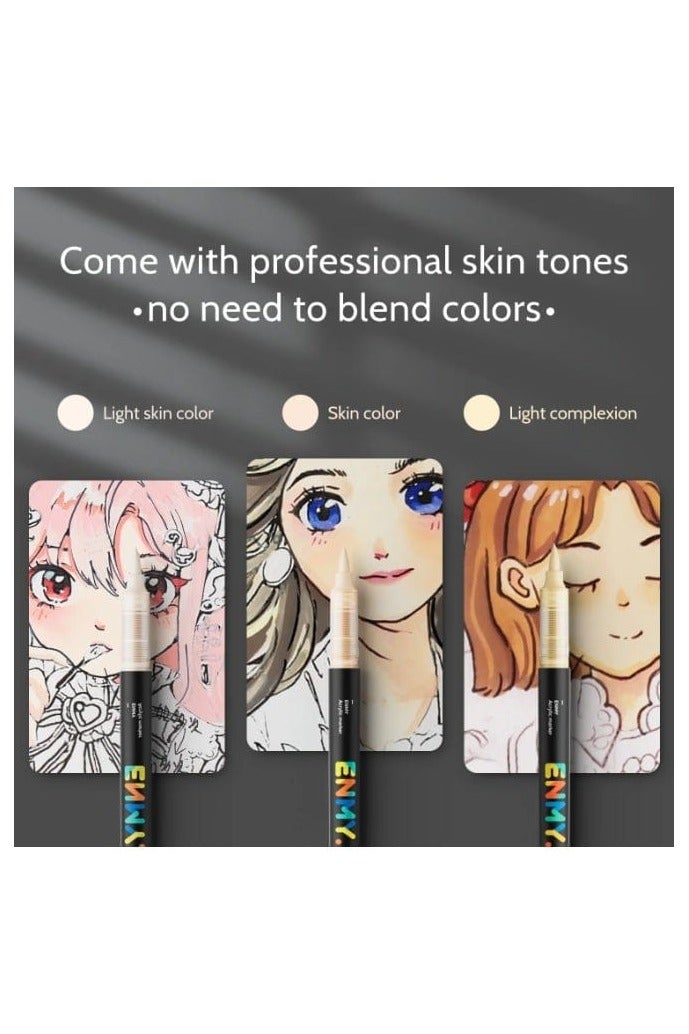 العدو مجموعة أقلام تلوين أكريليك سائل مباشر من ENMY – ‎80 لونًا زاهيًا مع درجات البشرة | أقلام تلوين احترافية للرسم على القماش، الخشب، الزجاج، السيراميك، الحجر، اللوحات | حبر مائي غير سام سريع الجفاف | مثالي للفنانين، الأعمال اليدوية والهدايا - Image 4