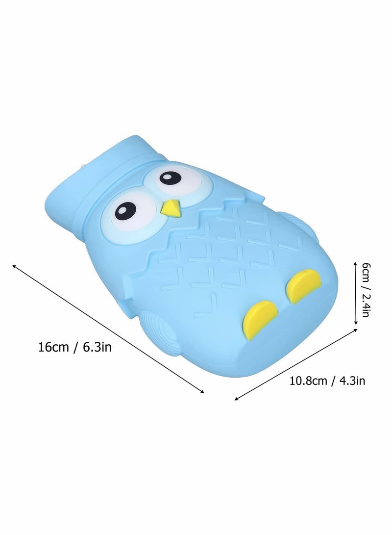 Cute Silicone Hot Water Bag Portable Reusable Heating Bottle for Winter Microwave Safe Light Blue - Image 5