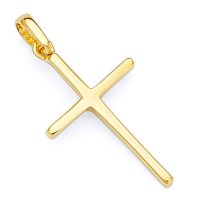 The World Jewelry Center 14k REAL Yellow Gold Cross Religious Charm Pendant (Size : 21 x 11 mm) - Image 1
