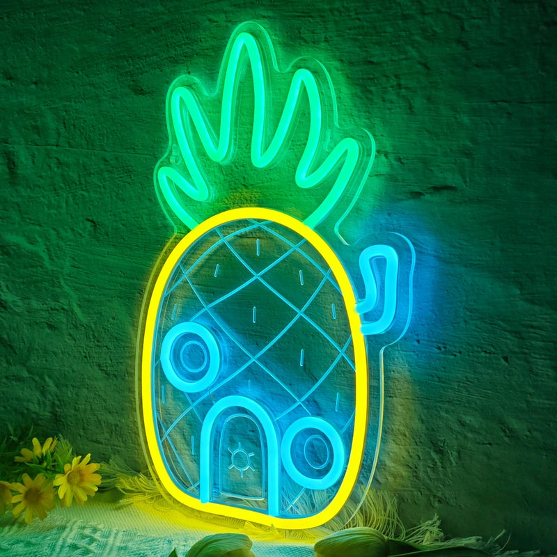 VIKLIU Pineapple House Neon Sign Dimmable Under Sea Pineapple LED Neon Signs for Wall Decor,Ocean Theme Neon Lights Signs for Kids Room Bedroom Decorations Gifts for Kids - Image 2