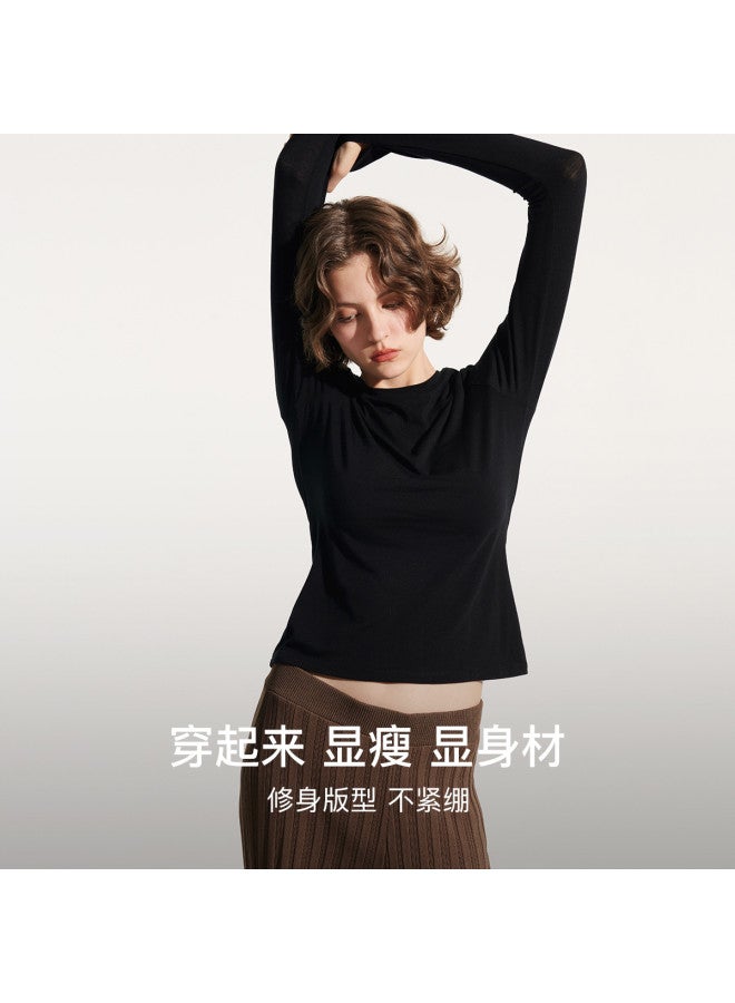 ubras Women'S Wool Blend Mock Neck Base Layer Top, Stylish And Slim-Fitting Shirt Wearable Alone Or As An Underlayer - Image 4