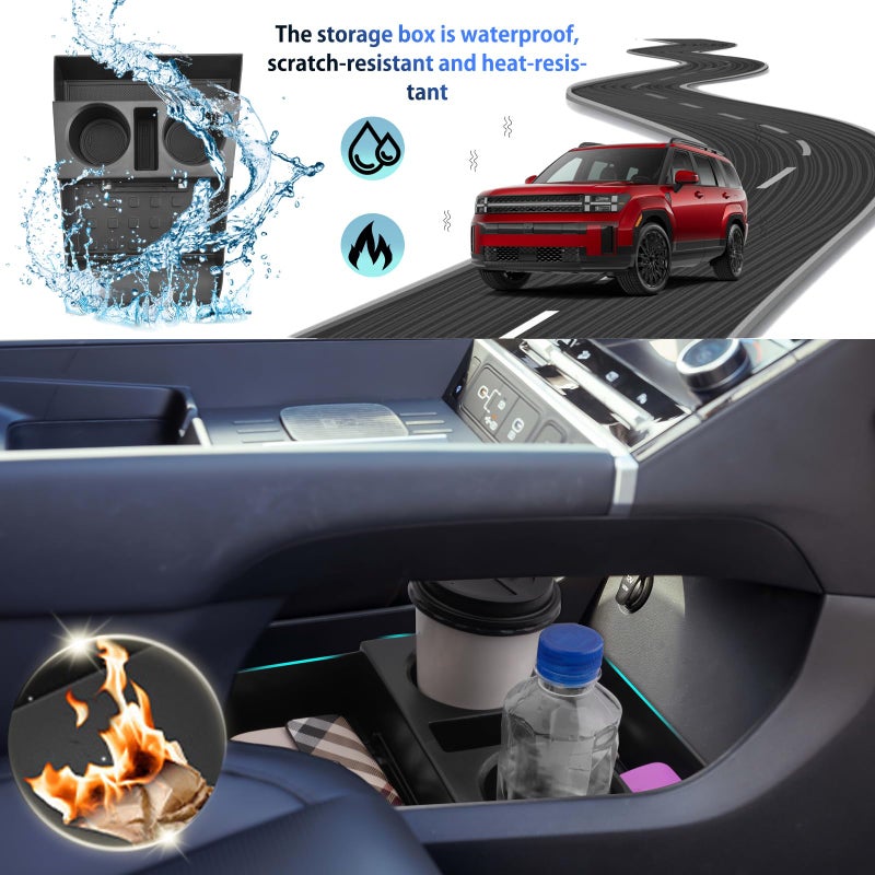 SHAOHAO for 2025 2026 Hyundai Santa Fe Under Console Organizer Tray for 2024 2025 2026 Hyundai Santa Fe Accessories (SE, SEL, XRT, Limited, Calligraphy) Lower Organizer Insert Storage Box Easy Removal - Image 2