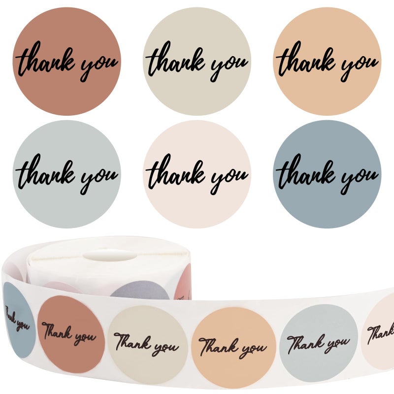 Aufee 500Pcs Thank You Stickers Bold Font  1.5 Inch Morandi Boho Thank You For Supporting My Small Business Stickers Roll  Solid Colors Round Adhesive Labels Bulk For Packaging  Envelopes  Gift Wrap - Image 1