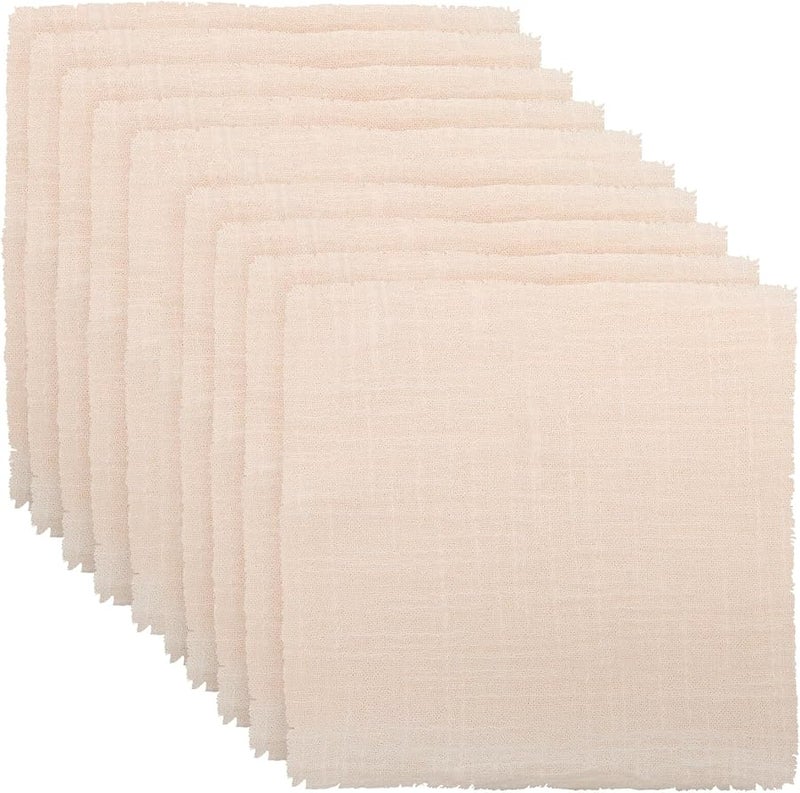 مجموعة مناديل قماش قابلة للغسل من 12 قطعة، ناعمة وزخرفية بشرابات ريفية لحفلات الزفاف والعشاء - Image 1