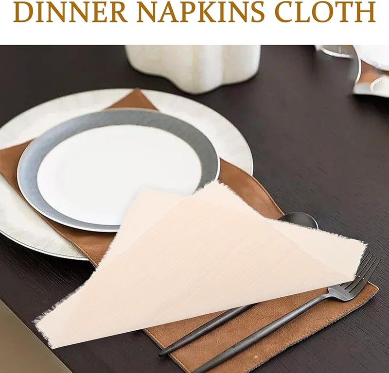 مجموعة مناديل قماش قابلة للغسل من 12 قطعة، ناعمة وزخرفية بشرابات ريفية لحفلات الزفاف والعشاء - Image 4